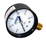 Pressure gauge, poly case, 1/4" tap, 0-30#, bottom mount, 2" face - Yardandpool.com