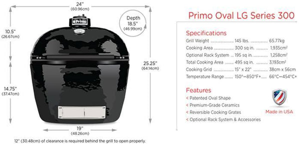 Primo Grills Oval LG 300 Ceramic Grill - Yardandpool.com