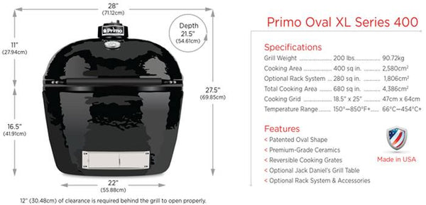 Primo Grills Oval XL 400 Ceramic Grill
