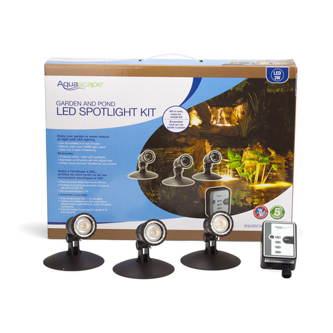 Aquascape Pond and Landscape LED 3-Light Spotlight Kit with Transformer and Photocell Timer 84030