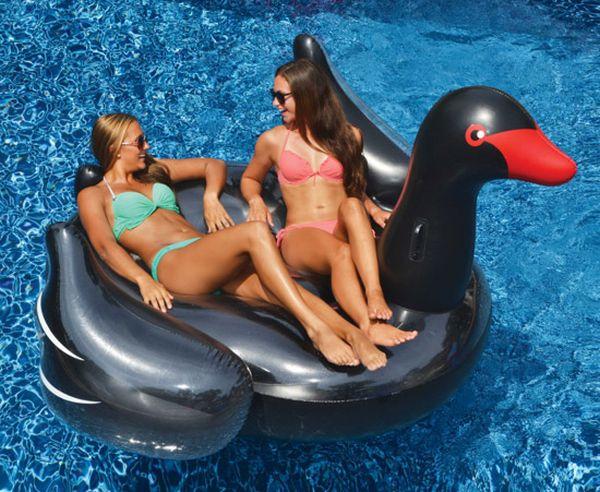 Giant Black Swan Swimming Pool Float - Yardandpool.com