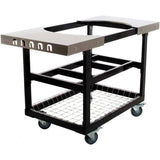 Primo Grills Cart w/ Stainless Steel Side Tables for Oval Junior