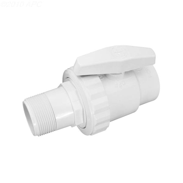 2 way ball valve, ABS, 1.5" FPT x 1.5" MPT, white - Yardandpool.com