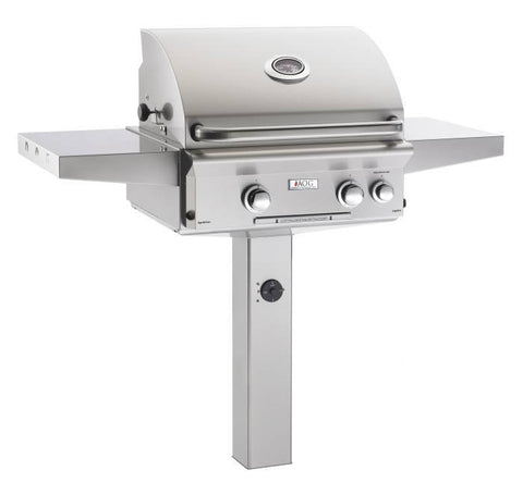 American Outdoor Grill 24" L Series Freestanding Natural Gas Grill on In-ground Post w/ Rotisserie - Yardandpool.com